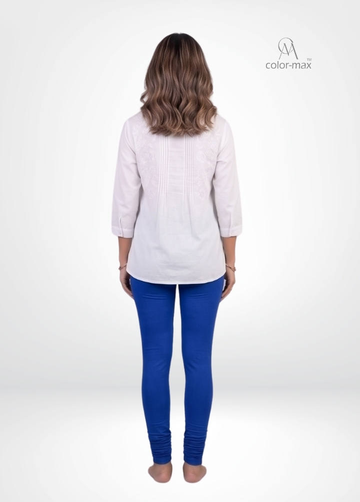 PEPSI BLUE - Premium Cotton Lycra Chudi Leggings - Hover